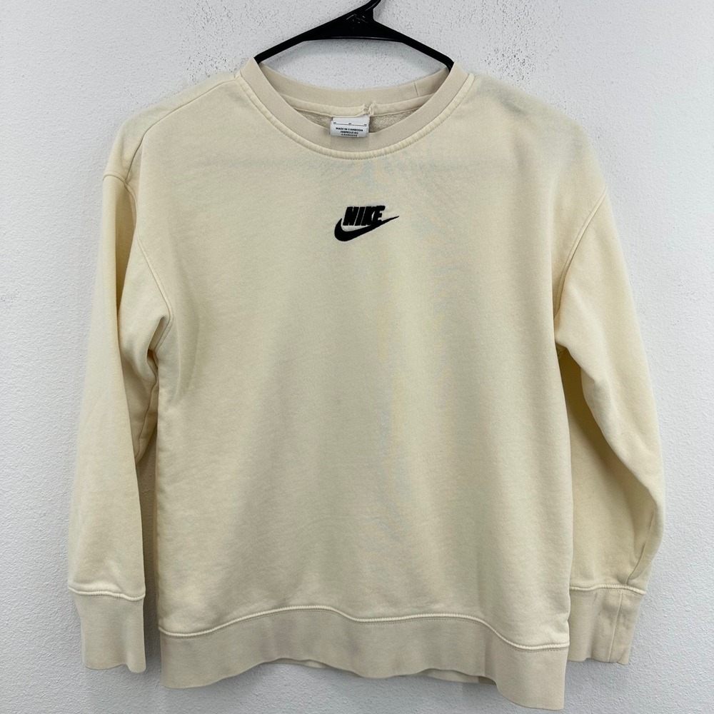 Nike Kids Medium Crewneck Sweatshirt Butter Yellow Cream School Sporty Casual